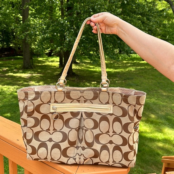 COACH Gabby Signature Large Carryall Tote Bag with Leather Trim - Picture 5 of 15